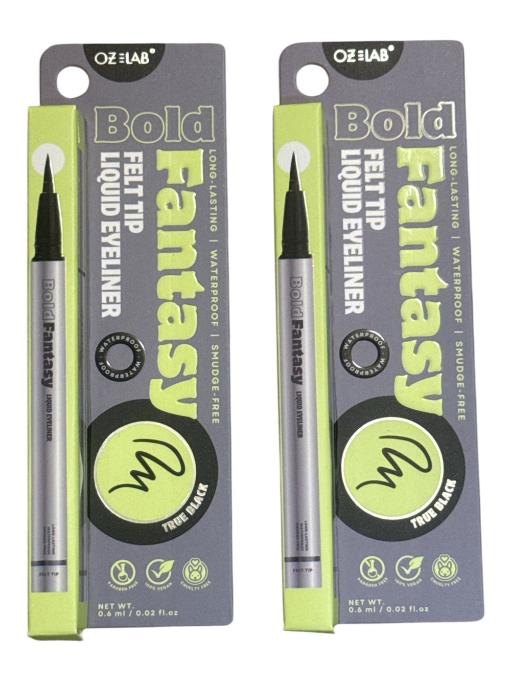 OZLAB Bold Fantasy Felt Tip Liquid Eyeliner Duo Black NIP